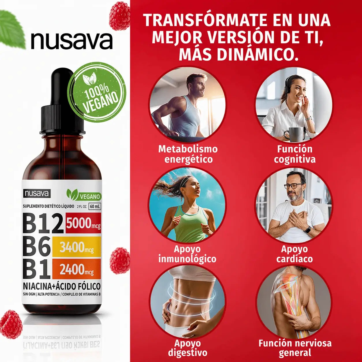 Vitamina B Complex (B1, B6, B12, Niacina, Folato) NUSAVA