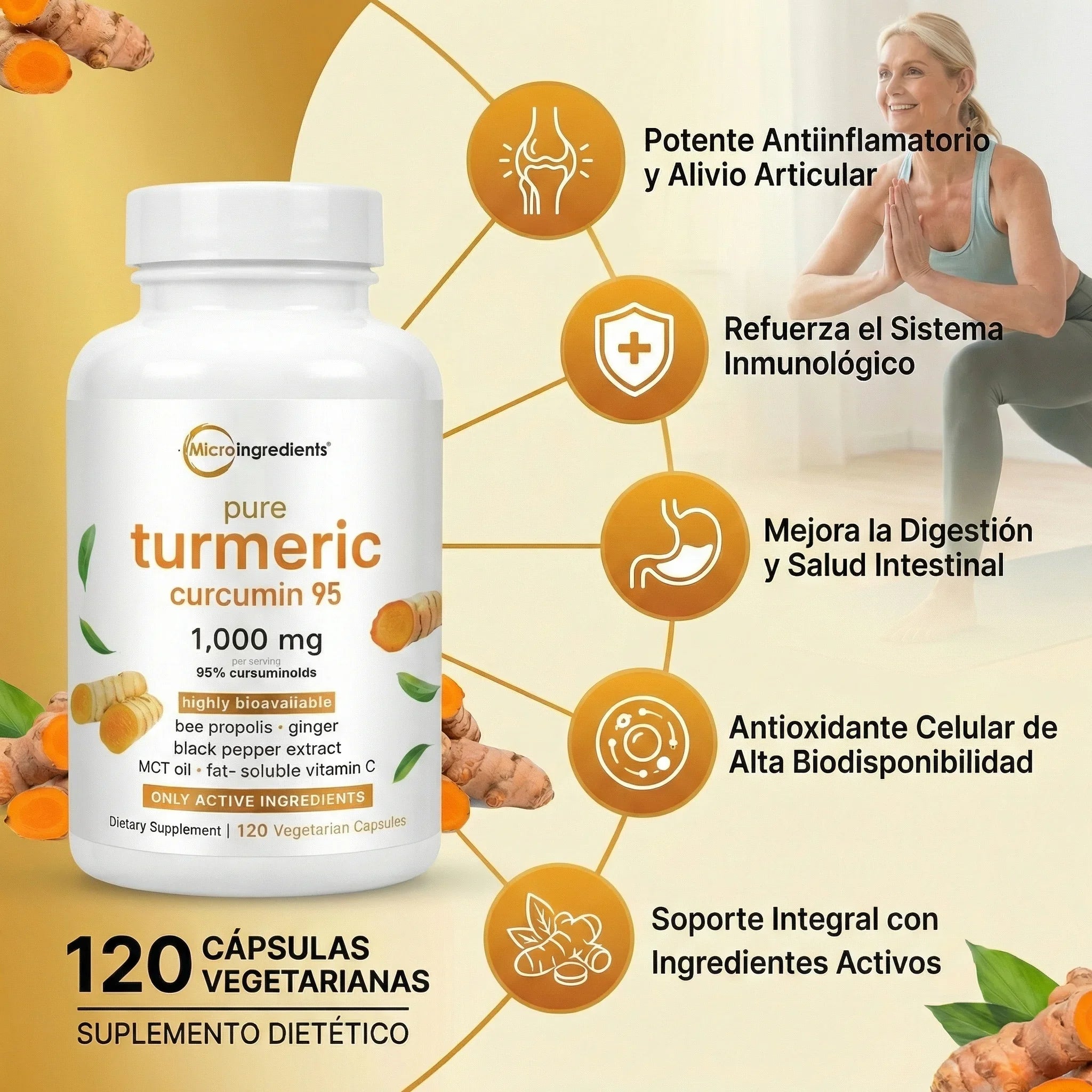 Turmeric Curcumin 95% 🌿Alivio natural para la inflamación y el dolor 💪