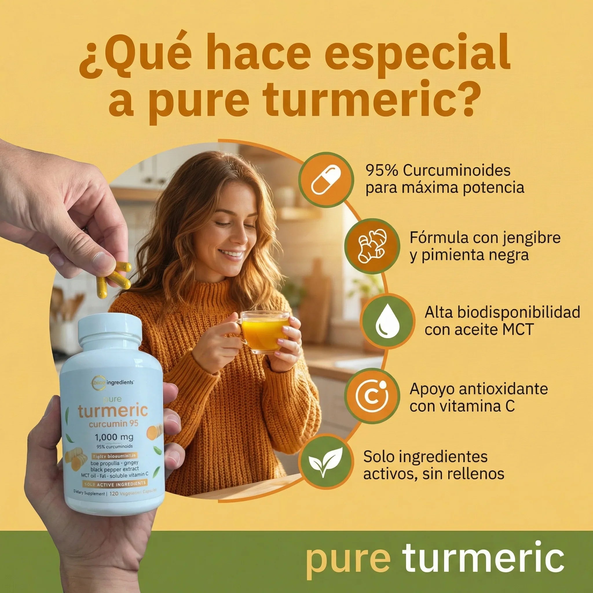 Turmeric Curcumin 95% 🌿Alivio natural para la inflamación y el dolor 💪